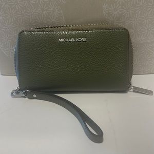 NWOT Michael Kors Olive green wristlet. Never use it.
